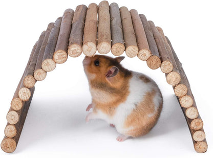 Wooden Ladder Bridge, Hamster Mouse Rat Rodents Toy, Small Animal Chew Toy (11.8" X 4.7")