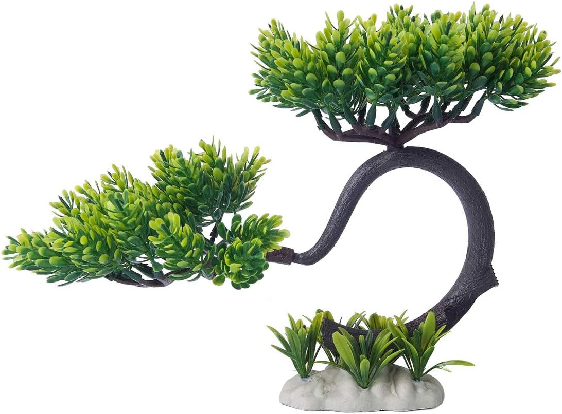 Aquarium Pets Plastic Plants for Fish Tank Decorations, Artificial Pine Tree Aquarium Décorfor Fish or Reptile