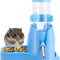 3 in 1 Hamster Hanging Water Bottle Pet Auto Dispenser with Base for Dwarf Hamster Mouse Rat Hedgehog (80ML, Blue)