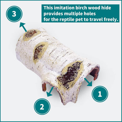 Reptile Hides and Caves, Reptile Hide Birch Tree Bark Trunk, Gecko Hides and Caves for Snake Leopard Gecko Ball Python Bearded Dragon Tortoise Turtle