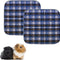 2 Pack Guinea Pig Cage Liners Guinea Pig Soft Bedding Washable & Air Dried Pee Pads for Guinea Pig Super Absorbent Non-Slip Small Animal Plaid Training Pads Mats (12" X 12" X 2, Blue)