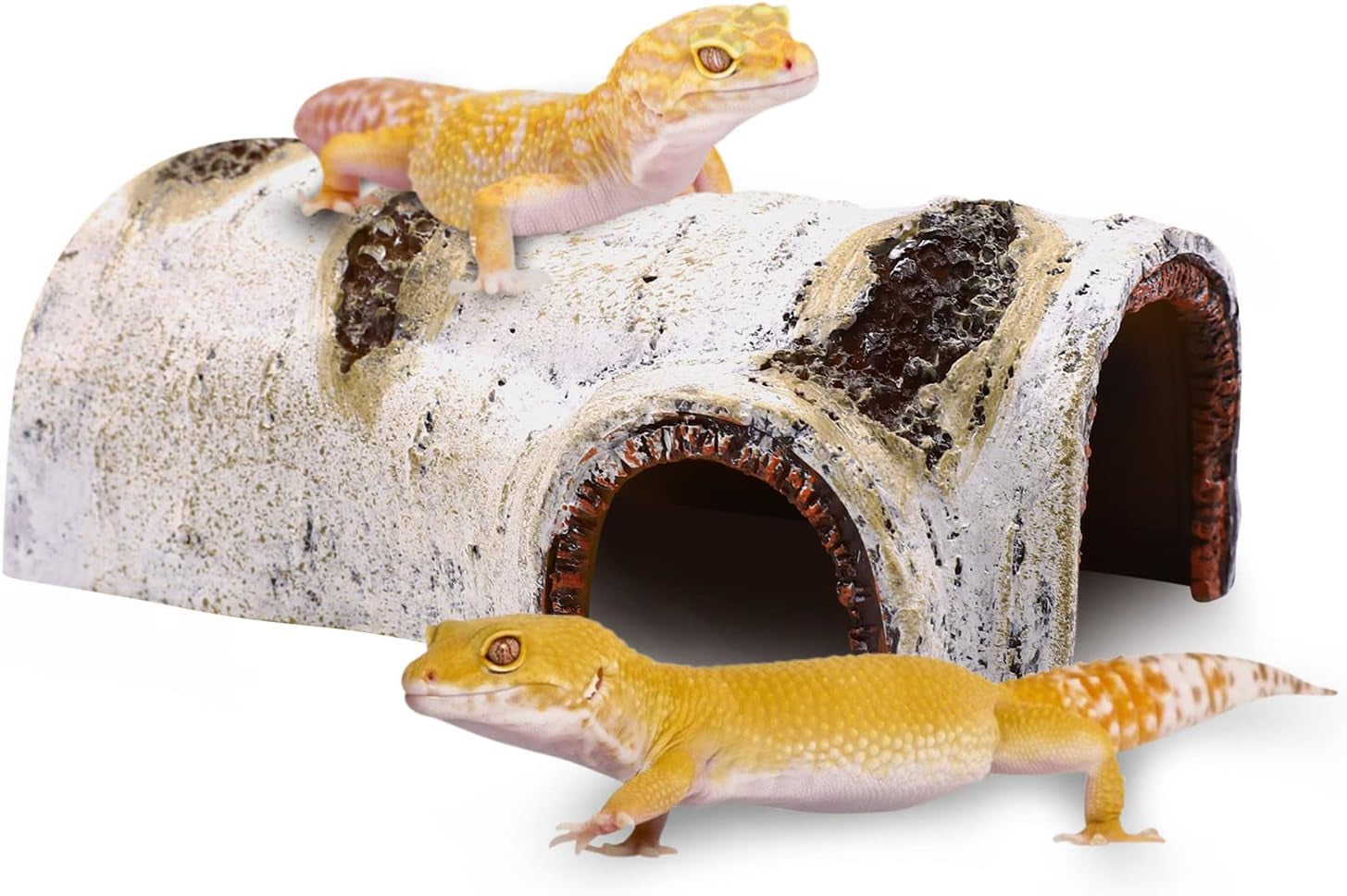 Reptile Hides and Caves, Reptile Hide Birch Tree Bark Trunk, Gecko Hides and Caves for Snake Leopard Gecko Ball Python Bearded Dragon Tortoise Turtle